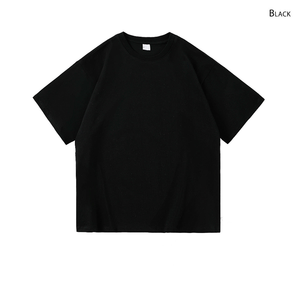 Men's Large Size Short Sleeve Summer Solid Color Casual T-shirt Black