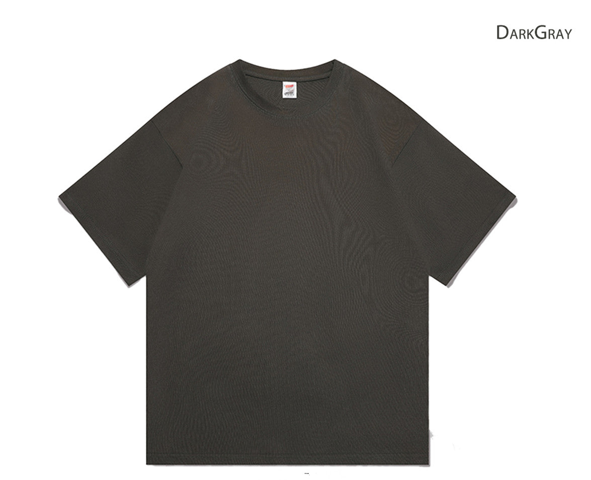 Men's Large Size Short Sleeve Summer Solid Color Casual T-shirt  Dark Gray