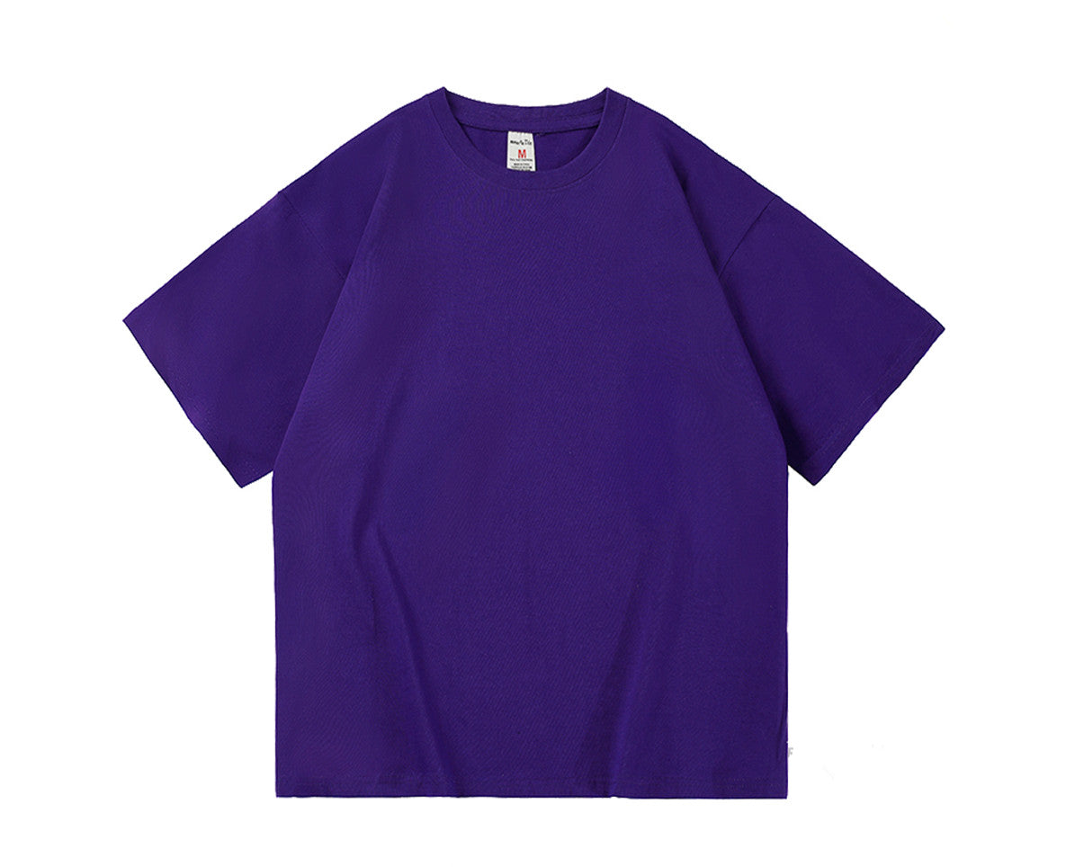 Men's Large Size Short Sleeve Summer Solid Color Casual T-shirt  Dark Purple